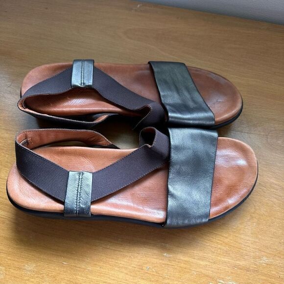 Gentle Souls Get Goin leather pewter and brown elastic strap sandal - Picture 10 of 10